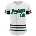 Custom Authentic Baseball Jersey Personalized with Team Name & Number - White Kelly Green-Black Line Personalized White Kelly