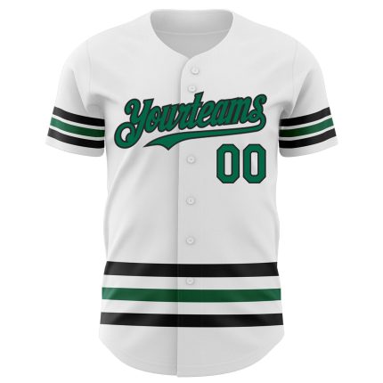 Custom Authentic Baseball Jersey Personalized with Team Name & Number - White Kelly Green-Black Line Personalized White Kelly