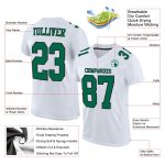 Custom Name Number Personalized Football Jersey - White Kelly Green-Black Mesh Authentic Team Jersey Personalized White Kelly
