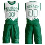 Custom Basketball Jersey with Personalized Name and Number - White Kelly Green Color Splash Round Neck Sublimation Suit Personalized