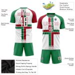 Custom Mexico Soccer Jersey with Personalized Name and Number - White Kelly Green Crimson Sublimation Team Uniform Personalized