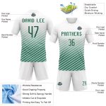 Custom Personalized Sublimation Volleyball Uniform Jersey - White Kelly Green Geometric Shape with Team Name and Number Personalized