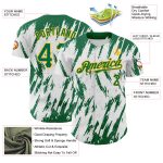 Custom Personalized 3D Pattern Baseball Jersey with Name and Number - White Kelly Green-Gold Sharp Design Personalized White
