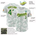 Custom Authentic Baseball Jersey with Personalized Name & Number, White Kelly Green-Gold 3D Pattern Design, Curve Lines Personalized