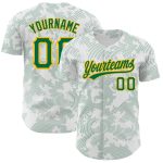 Custom Authentic Baseball Jersey with Personalized Name & Number, White Kelly Green-Gold 3D Pattern Design, Curve Lines Personalized