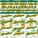 Custom Name and Number Performance Golf Polo Shirt with 3D Pineapple Pattern in White and Kelly Green-Gold Personalized White