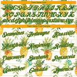 Custom Pineapples Performance T-Shirt with Name & Number - Personalized 3D Pattern Design in White Kelly Green-Gold Personalized