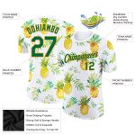 Custom Pineapples Performance T-Shirt with Name & Number - Personalized 3D Pattern Design in White Kelly Green-Gold Personalized