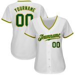 Custom Name and Number Personalized Baseball Jersey - Authentic White Kelly Green Gold Team Jersey Personalized White Kelly