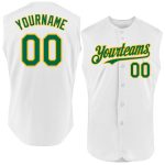 Custom Personalized Baseball Jersey with Team Name and Number - White Kelly Green-Gold Sleeveless Authentic Personalized