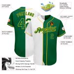 Custom Name and Number Baseball Jersey - Personalized White Kelly Green-Gold Authentic Split Fashion Jersey Personalized