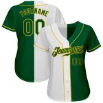 Custom Name and Number Baseball Jersey - Personalized White Kelly Green-Gold Authentic Split Fashion Jersey Personalized