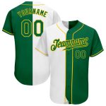 Custom Name and Number Baseball Jersey - Personalized White Kelly Green-Gold Authentic Split Fashion Jersey Personalized