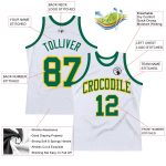 Personalized Green and Gold Throwback Basketball Jersey - White Authentic Design Personalized White Kelly Green-Gold Authentic