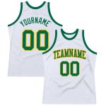 Personalized Green and Gold Throwback Basketball Jersey - White Authentic Design Personalized White Kelly Green-Gold Authentic