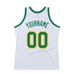 Custom Personalized Basketball Jersey - White Kelly Green Gold, Authentic Throwback with Name & Number Personalized White