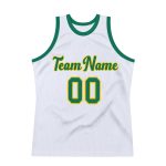 Custom Personalized Basketball Jersey - White Kelly Green Gold, Authentic Throwback with Name & Number Personalized White