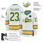Custom Name Number Hockey Jersey - Personalized White Kelly Green Gold Team Jersey Personalized White Kelly Green-Gold Hockey