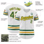 Custom Name and Number Authentic Baseball Jersey - Personalized White Kelly Green Gold Line Personalized White Kelly Green-Gold