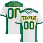 Personalized Authentic Football Jersey in White Kelly Green-Gold Mesh Personalized White Kelly Green-Gold Mesh Authentic