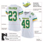 Custom Name Number Authentic Football Jersey - Personalized White Kelly Green Gold Mesh Personalized White Kelly Green-Gold