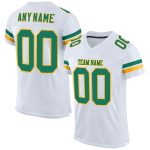 Custom Name Number Authentic Football Jersey - Personalized White Kelly Green Gold Mesh Personalized White Kelly Green-Gold