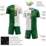 Custom Name and Number Personalized Soccer Jersey - White Kelly Green-Gold Sublimation Split Fashion Uniform Personalized