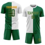 Custom Name and Number Personalized Soccer Jersey - White Kelly Green-Gold Sublimation Split Fashion Uniform Personalized
