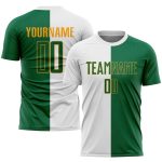 Custom Name and Number Personalized Soccer Jersey - White Kelly Green-Gold Sublimation Split Fashion Uniform Personalized