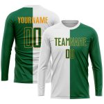 Custom Name and Number Personalized Soccer Jersey - White Kelly Green-Gold Sublimation Split Fashion Uniform Personalized