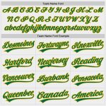 Custom Softball Jersey with Personalized Name and Number in White Kelly Green-Gold - Unisex Two-Button Design Personalized