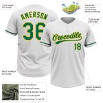 Custom Softball Jersey with Personalized Name and Number in White Kelly Green-Gold - Unisex Two-Button Design Personalized
