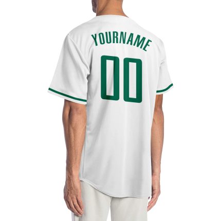 Personalized Authentic Baseball Jersey in White Kelly Green Gray Personalized White Kelly Green-Gray Authentic Baseball Jersey