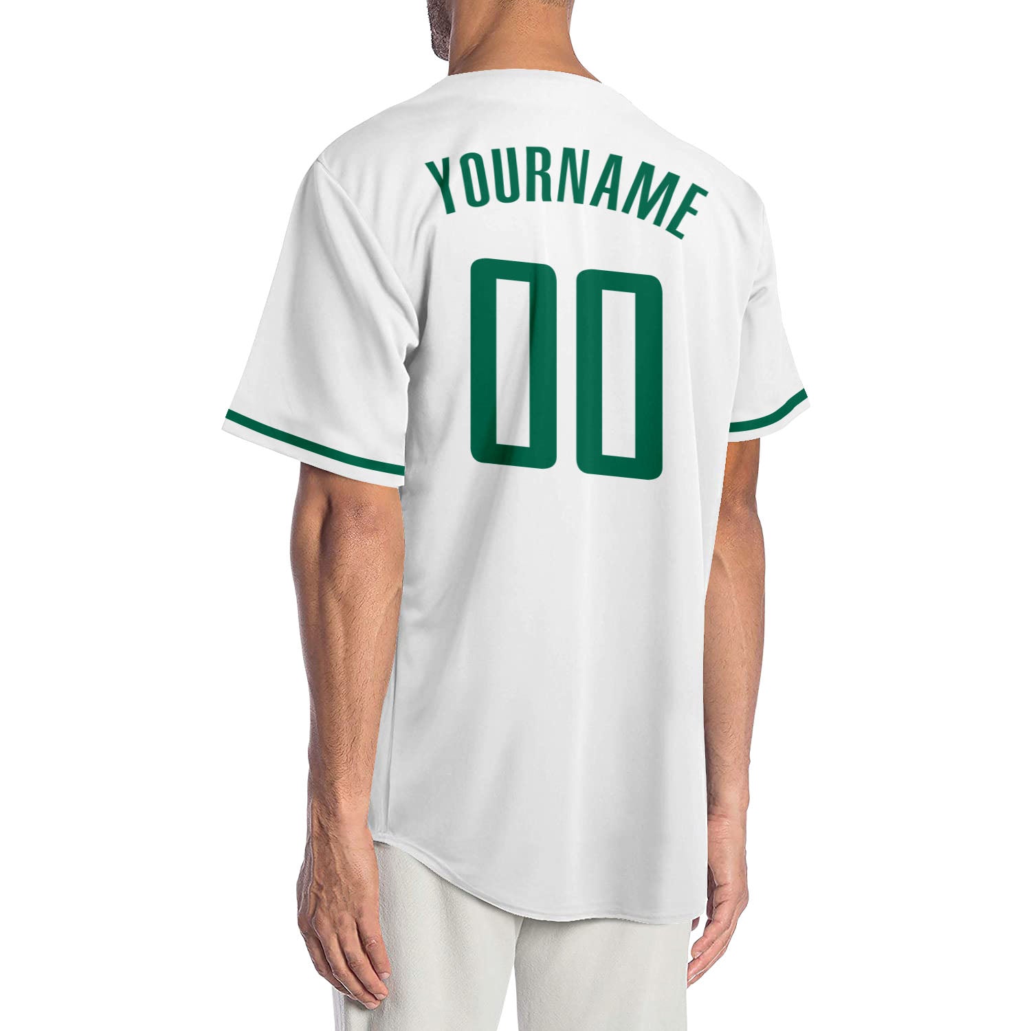 Personalized White Kelly Green-Gray Authentic Baseball Jersey Personalized Authentic Baseball Jersey in White Kelly Green Gray Personalized White Kelly Green-Gray Authentic Baseball Jersey - Image 2