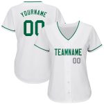 Custom Name and Number Baseball Jersey - Personalized White Kelly Green-Gray Authentic Team Jersey Personalized White Kelly