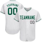 Custom Name and Number Baseball Jersey - Personalized White Kelly Green-Gray Authentic Team Jersey Personalized White Kelly