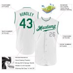 Custom Name and Number Personalized Baseball Jersey - Authentic Sleeveless White Kelly Green-Gray Personalized White Kelly