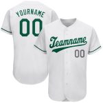 Personalized St. Patricks Day Baseball Jersey - Kelly Green Gray Authentic Design Personalized White Kelly Green-Gray Authentic