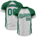 Custom 3D Pattern Baseball Jersey with Personalized Name & Number - White, Kelly Green, Gray-Black Design Personalized White