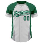 Custom 3D Pattern Baseball Jersey with Personalized Name & Number - White, Kelly Green, Gray-Black Design Personalized White