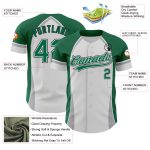 Custom 3D Pattern Baseball Jersey with Personalized Name & Number - White, Kelly Green, Gray-Black Design Personalized White