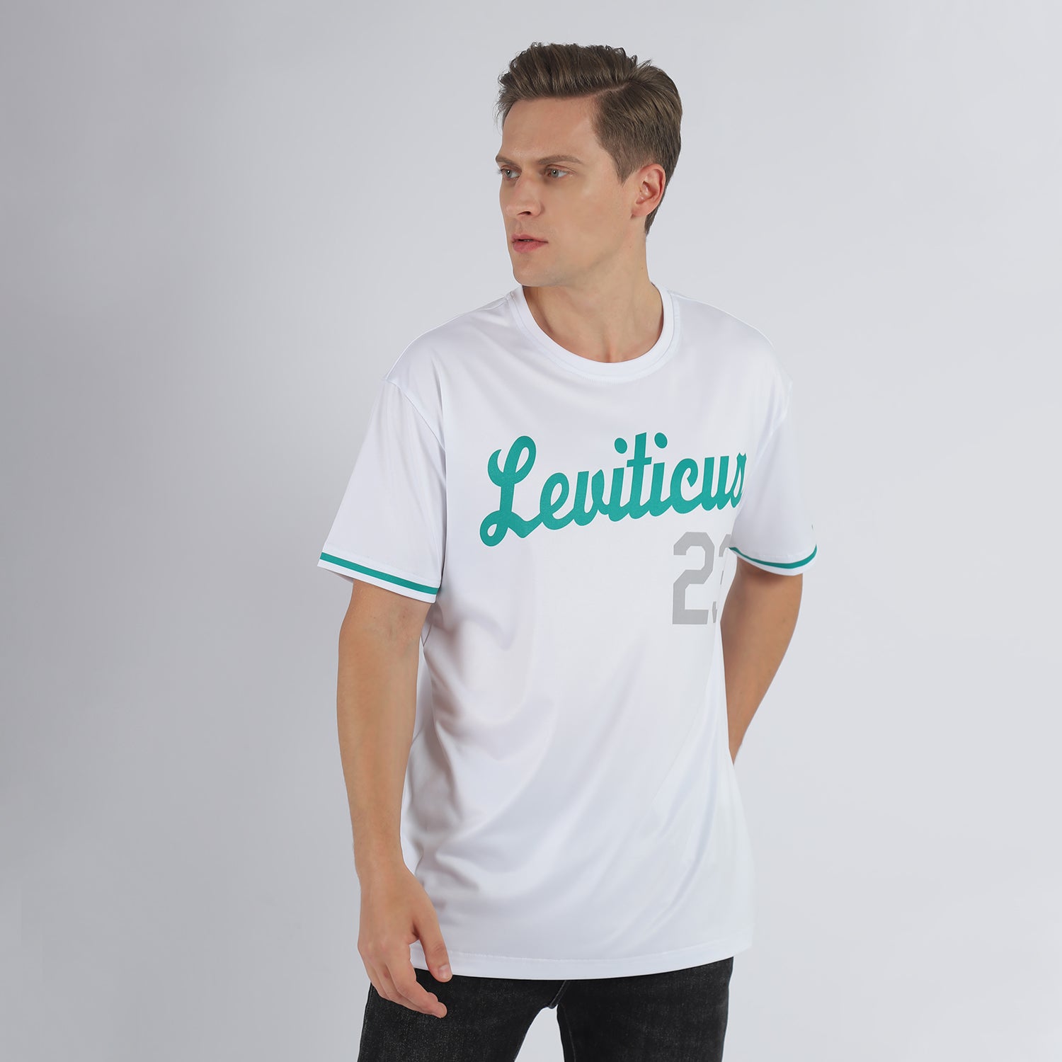 Personalized White Kelly Green-Gray Performance T-Shirt Team Custom Name and Number Custom Team Performance T-Shirt with Name and Number - Personalized White Kelly Green-Gray Tee Personalized White Kelly Green-Gray - Image 2