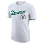 Custom Team Performance T-Shirt with Name and Number - Personalized White Kelly Green-Gray Tee Personalized White Kelly Green-Gray