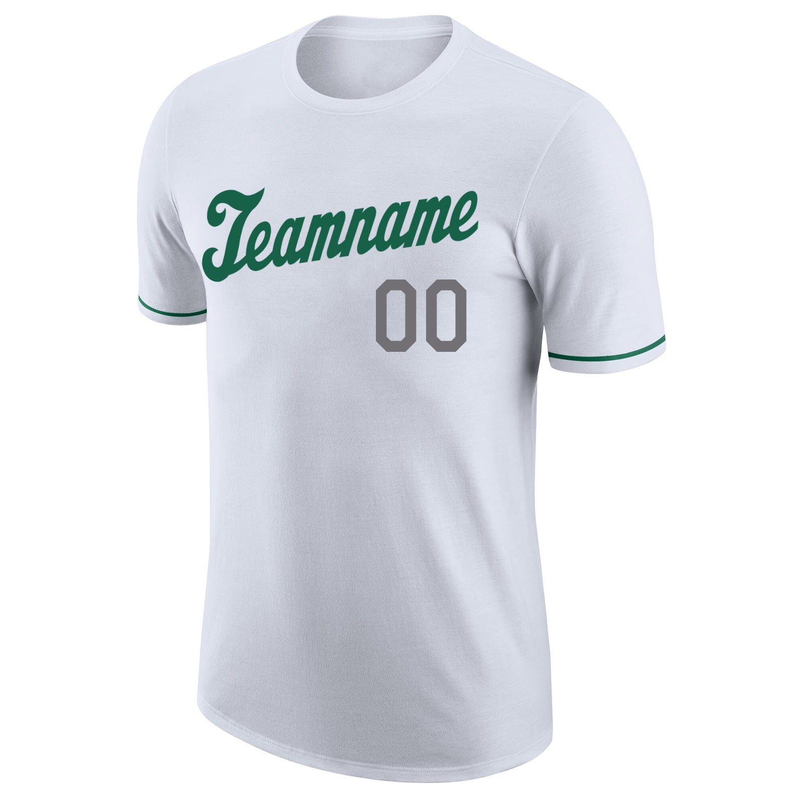 Personalized White Kelly Green-Gray Performance T-Shirt Team Custom Name and Number Custom Team Performance T-Shirt with Name and Number - Personalized White Kelly Green-Gray Tee Personalized White Kelly Green-Gray - Image 6