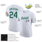 Custom Team Performance T-Shirt with Name and Number - Personalized White Kelly Green-Gray Tee Personalized White Kelly Green-Gray
