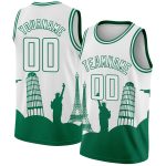 Custom City Edition Basketball Jersey for Holidays - Personalized White Kelly Green Monuments Silhouette with Name & Number