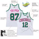 Custom Name Number Throwback Basketball Jersey - Personalized White Kelly Green Hot Pink Design Personalized White Kelly