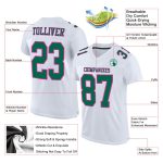 Custom Personalized Football Jersey - White Kelly Green Hot Pink, Team Name & Number Personalized White Kelly Green-Hot Pink