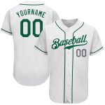 Custom Personalized Baseball Jersey - Authentic White Kelly Green-Light Gray with Your Name and Number Personalized White
