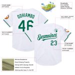 Custom Team Name and Number Personalized White Kelly Green Mesh Baseball Jersey Authentic Throwback Design Personalized White
